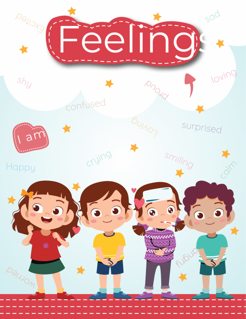 Printable feelings activity book for toddlers with cute emotion facesFeelings Book